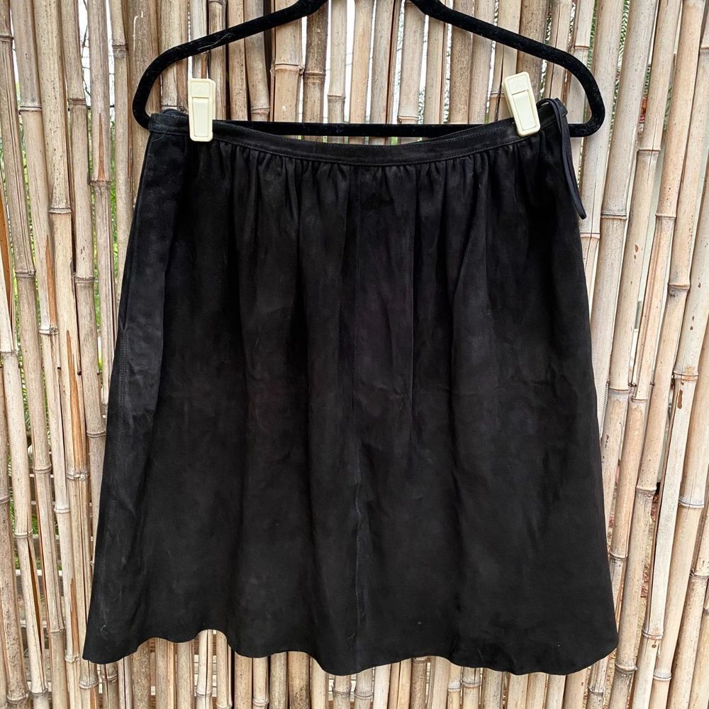 Ralph Lauren Collection purple label  100% Suede Midi Flare Skirt sz 8 old money